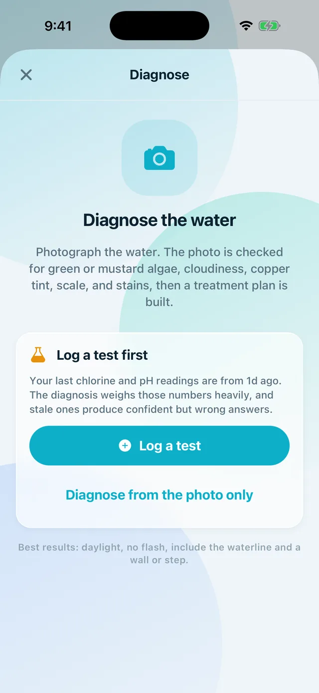 Photo diagnosis screen